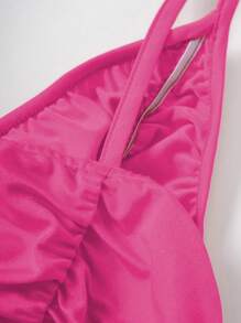 SHEIN Unity Vestido de tirantes unicolor rosa 3d - Rosa - Ver 6