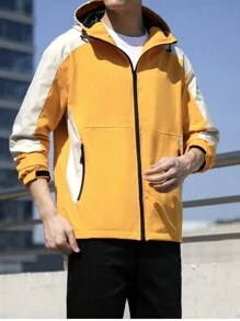 Manfinity Homme Chaqueta Con Capucha De Gran Tamaño Para Hombre Con Bloque De Color Y Cierre De Cremallera - Multicolor - Ver 3