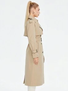 MIEGOFCE Women Casual Double-Breasted Shoulder Button Trench Coat, Autumn - Khaki - View 3