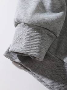 SHEIN EZwear Halloween Báo & Đồ họa Chữ cái Áo pull ấm áp - Màu Xám nhạt - Xem 4