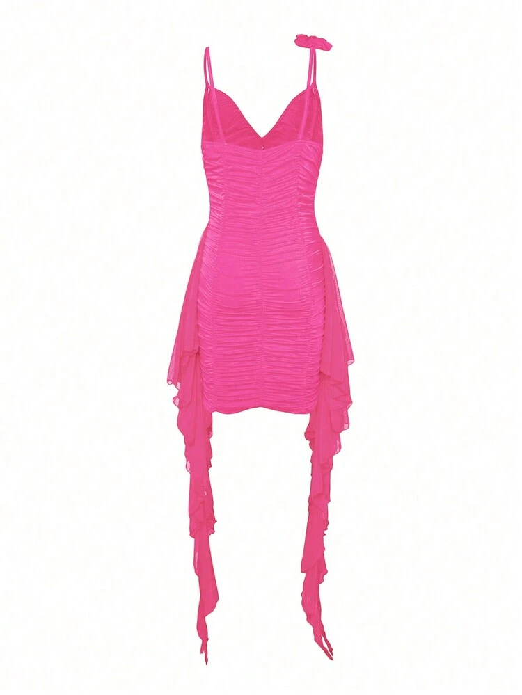 Solid 3d Rose Cami Dress