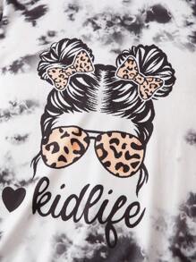 SHEIN Jeune Fille Tie Dye Figure Sweat-shirt & Legging - Multicolore - Voir 5