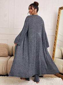 大碼素色吊帶上衣和褲子和睡袍睡衣套裝