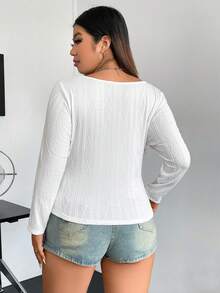 Flirla Talla grande Camiseta escote corazón - Blanco - Ver 3