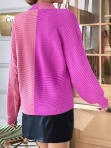 SHEIN Essnce Áo len chéo vai hai tông màu viền bất đối xứng - Nhiều màu - Xem 4