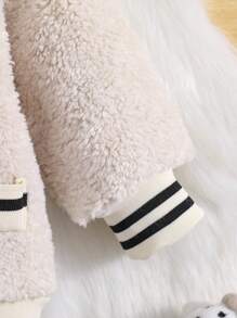 Đứa bé trai Thư được vá Nút Thông qua Áo Teddy Jackets - Màu be - Xem 6