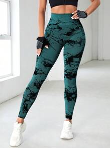 Easithlete 扎染宽腰运动紧身裤瑜伽女裤