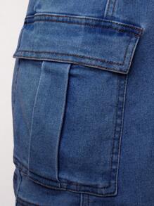 Denimoi Đầm denim xẻ đùi đơn giản thời trang thường ngày giản dị - Rửa tối - Xem 8