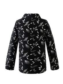 SHEIN 1pc Young Boy's Casual Leaf Print Long Sleeve Shirt Jacket Suitable For Spring And Autumn, Street Or School Wear - Black - View 2