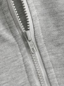 SHEIN EZwear 大码落肩拉链卫衣 - 淺灰色 - 查看 3