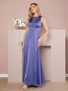 SHEIN Belle Vestido de dama de honor con encaje en contraste