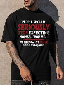 Manfinity Homme Men Plus Slogan Graphic Tee - Black - View 1