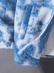 SHEIN Cô gái Tween Nhuộm buộc Thêu Chữ Dây kéo Áo khoác Teddy Without Tee - Nhiều màu - Xem 5
