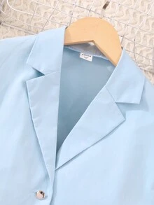 SHEIN Tween Girl Lapel Neck Vest Blazer & Pants & Ruched Crop Cami Top