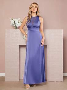 SHEIN Belle Vestido de dama de honor con encaje en contraste