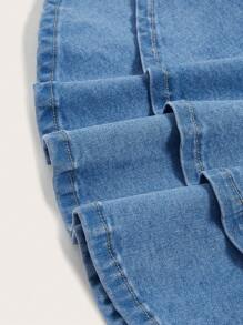 SHEIN MOD Button Front Cami Denim Dress