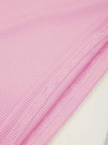 INAWLY Solid Scoop Neck Tank Top - Pink - View 4