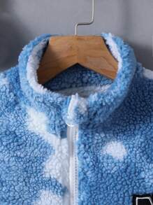 SHEIN Cô gái Tween Nhuộm buộc Thêu Chữ Dây kéo Áo khoác Teddy Without Tee - Nhiều màu - Xem 4
