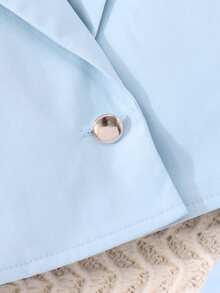 SHEIN Tween Girl Lapel Neck Vest Blazer & Pants & Ruched Crop Cami Top