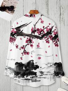Manfinity Homme Taglie Forti Uomo Camicia con stampa paesaggio senza maglietta