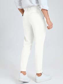 Manfinity Mode Men Fold Pleated Detail Slant Pocket Suit Pants - White - View 2