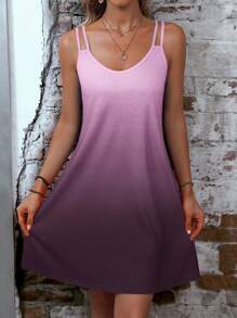 SHEIN LUNE Ombre Double Strap Cami Dress - Purple - View 5