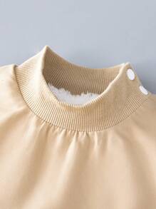 SHEIN 男童 2 件套冬季休闲印花保暖内衬帽子和围巾套装 - 卡其色 - 查看 6