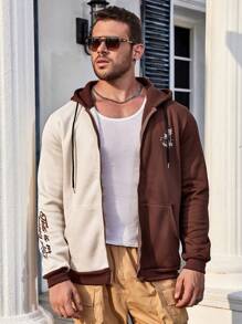 Manfinity Homme Nam Plus Hai âm Đồ họa Chữ cái Dây kéo Dây rút Hoodie - Nhiều màu - Xem 5