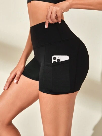 Easithlete Bredband midja sportshorts med telefonficka Dam sweat short, gym short, biker short