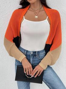 SHEIN LUNE 撞色蝙蝠袖開襟開衫 - 彩色 - 查看 1