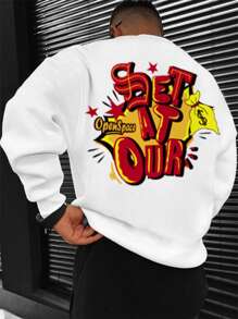 Manfinity EMRG 男士字母圖案運動衫 - 白色 - 查看 1