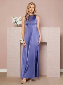 SHEIN Belle Vestido de dama de honor con encaje en contraste