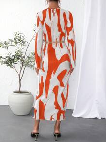 SHEIN Essnce In Toàn bộ Đầm Không có thắt lưng - trái cam - Xem 2