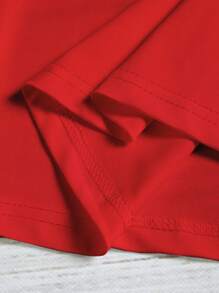 SHEIN LUNE Camiseta con estampado de slogan - Rojo - Ver 4