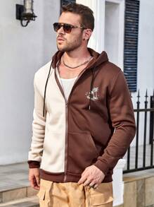 Manfinity Homme Nam Plus Hai âm Đồ họa Chữ cái Dây kéo Dây rút Hoodie - Nhiều màu - Xem 6