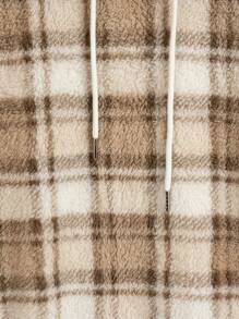 Manfinity RebelGame Men Plaid Pattern Drawstring Teddy Hoodie - Multicolor - View 6