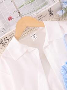 Tween Girl Solid Blouse & Wide Leg Pants & Shirred Cami Top - Blue - View 7