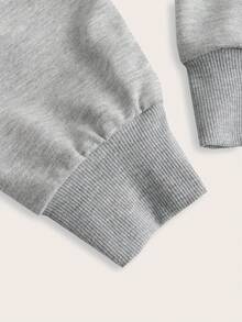 SHEIN EZwear 大码落肩拉链卫衣 - 淺灰色 - 查看 5