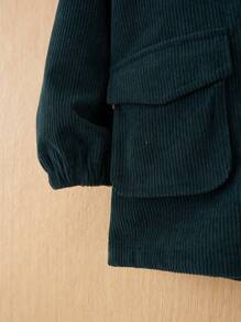 SHEIN 男小童翻蓋口袋毛絨內襯連帽外套 - 軍綠色 - 查看 3