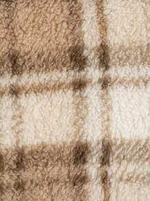 Manfinity RebelGame Men Plaid Pattern Drawstring Teddy Hoodie - Multicolor - View 4