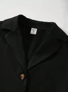 Tween Girl Solid Crop Vest Jacket & Wide Leg Pants - Black - View 6