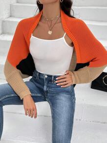 SHEIN LUNE 撞色蝙蝠袖開襟開衫 - 彩色 - 查看 4