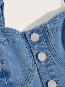 SHEIN MOD Button Front Cami Denim Dress