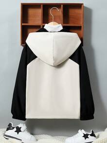 SHEIN Cậu bé Tween 1 Miếng Chi tiết Patched thư Lót nhiệt Áo trùm đầu - Nhiều màu - Xem 2