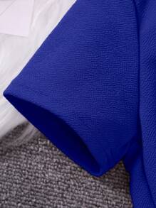 SHEIN Teen Girl Letter Graphic Hooded Tee & Tank Top & Sweatpants - Blue - View 3