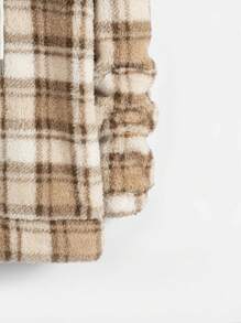 Manfinity RebelGame Men Plaid Pattern Drawstring Teddy Hoodie - Multicolor - View 5