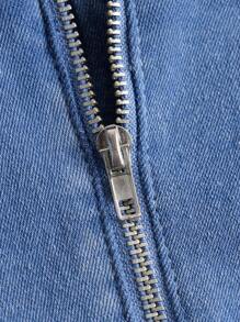 SHEIN MOD Ruffle Hem Zip Back Tank Denim Top - Blue - View 4