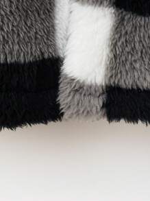 SHEIN Abrigo de franela a cuadros búfalo con cuello de solapa para niña bebé, para Navidad - Blanco y Negro - Ver 4