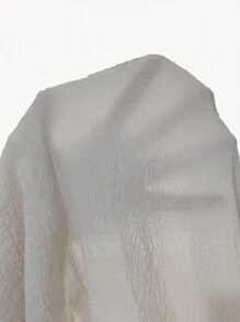 Women's Black And White Thigh Length V Neck Robe With Flare Sleeves And Contrast Binding