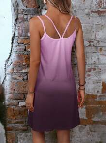 SHEIN LUNE Ombre Double Strap Cami Dress - Purple - View 2